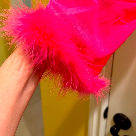 New Pink Marabou long sleeve Blouse - Picture 3 of 8